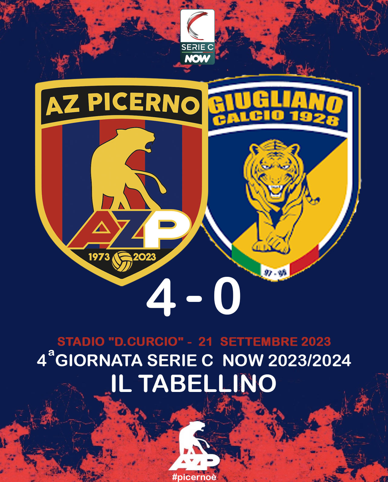 Scopri di più sull'articolo AZ PICERNO – GIUGLIANO 4-0: IL TABELLINO