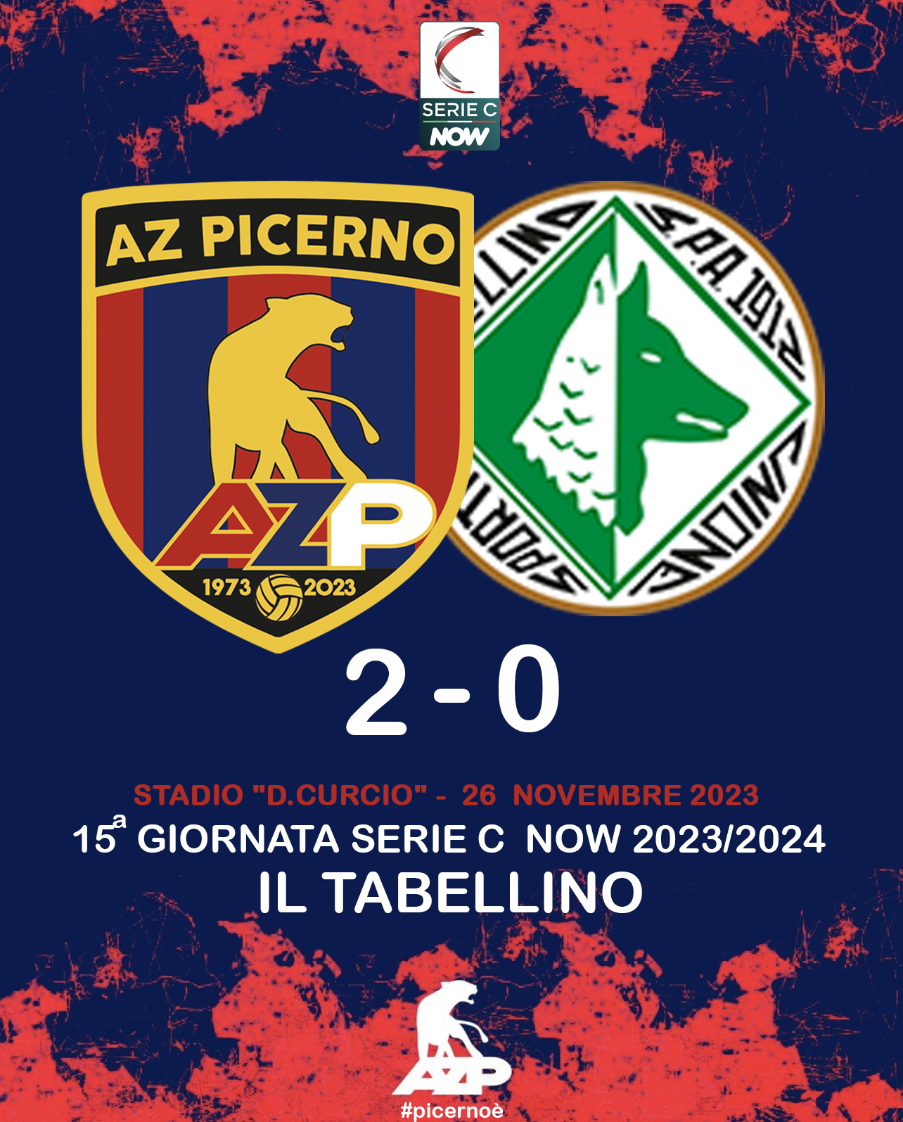 Scopri di più sull'articolo AZ PICERNO – AVELLINO 2-0 : IL TABELLINO