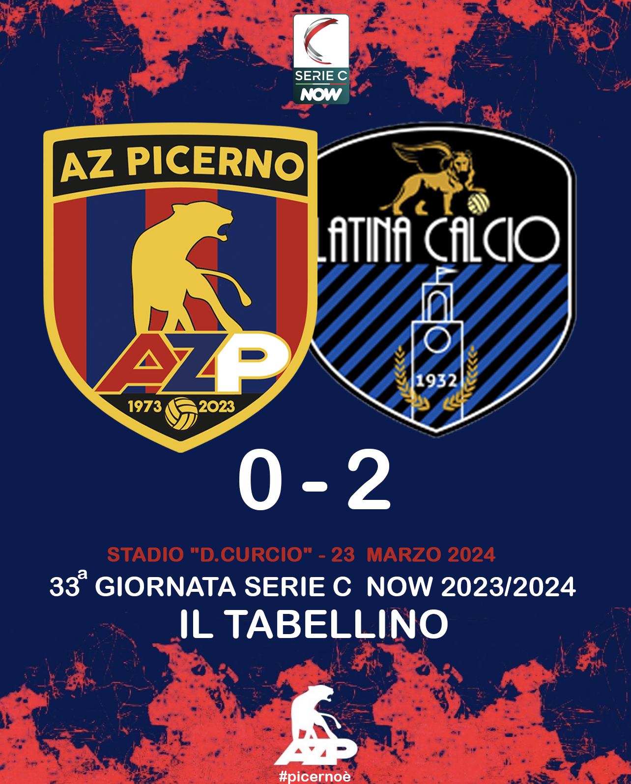 AZ PICERNO – LATINA 0-2 : IL TABELLINO