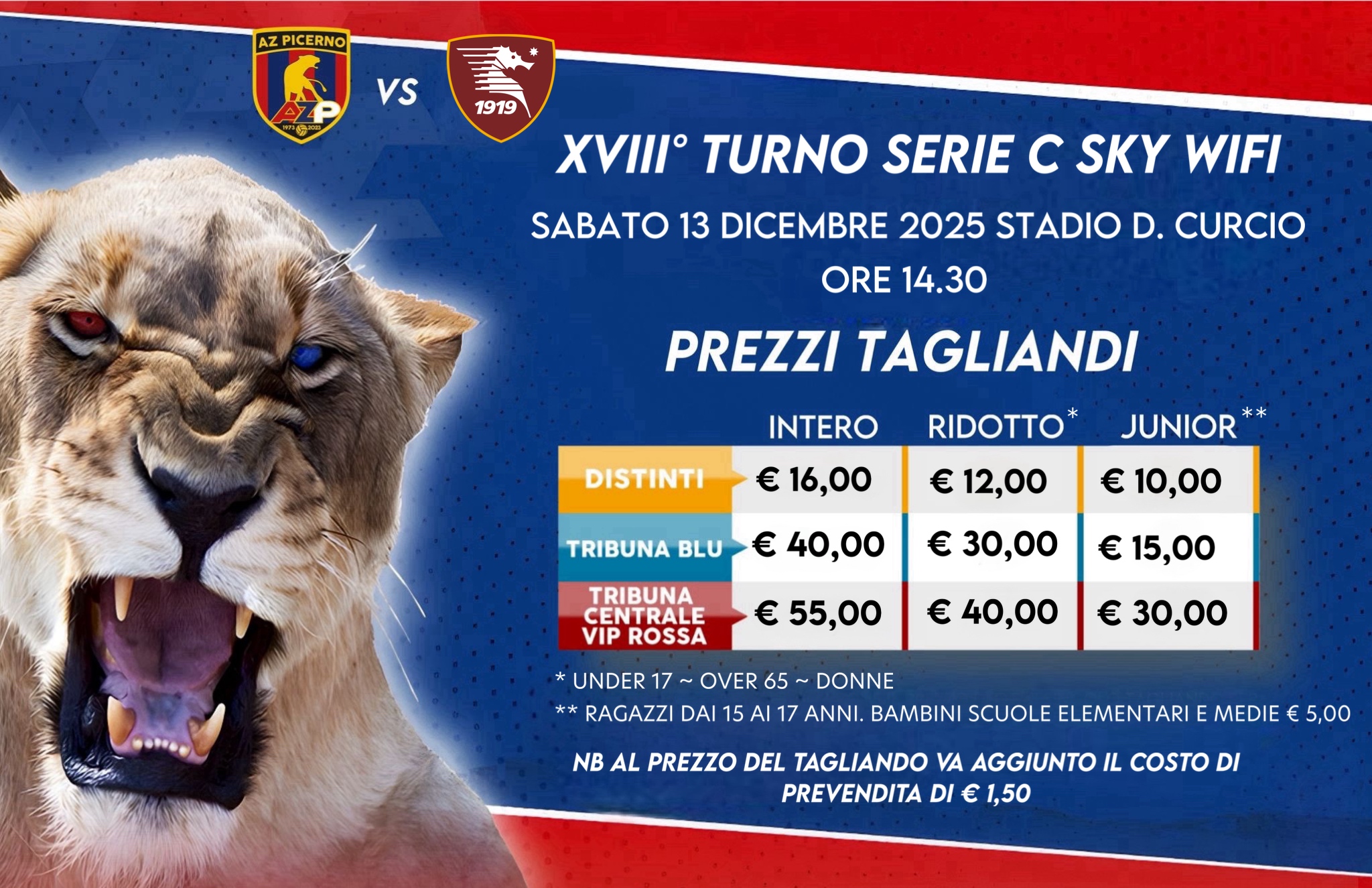 PREVENDITA TAGLIANDI LOCALI AZP-SALERNITANA